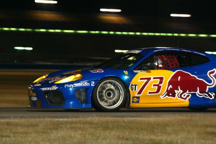 The BE Racing Ferrari 360 during Thursday's evening practice session at Daytona.