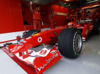 Michael Schumacher at the wheel of the Ferari F2004