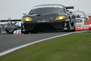 JMB Racing Ferrari 360 GTC on its way to GT-class victory at Silverstone yesterday