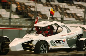 Among the cars used during the 'Race of Champions' was this unusal 'off-road' ROC, he seen with Michael Schumacher at the wheel, waving to the crowds