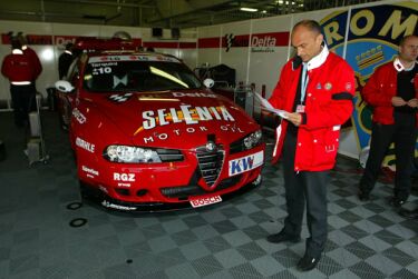 Gabriele Tarquini and the Autodelta Alfa Romeo team at Brno