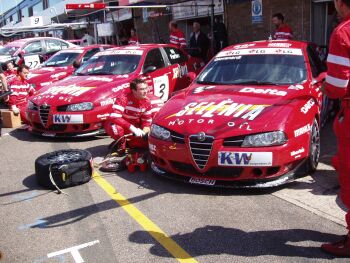 AutoDelta Alfa Romeo team at Donington Park