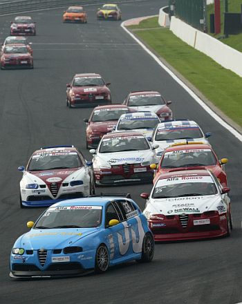 Portugeese driver Jose Joao Magalhaes, who drives for the Dutch-based Madeno racing outfit, leads Simone Iacone during the Spa round