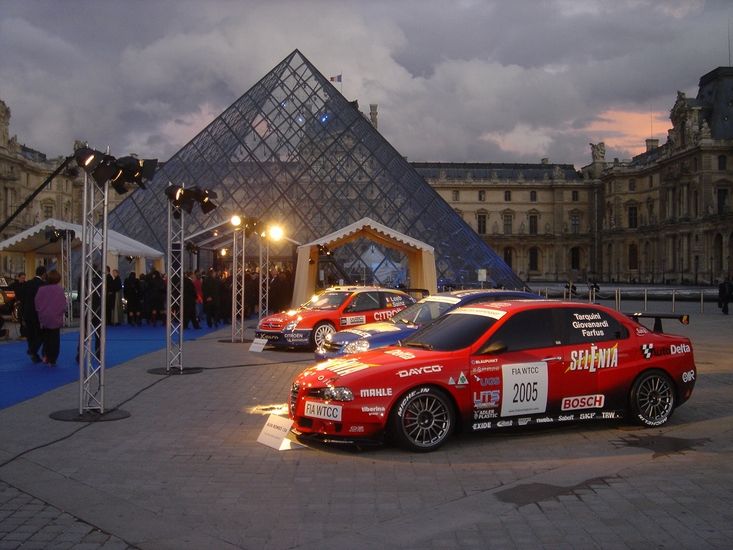 The protagonists of the 2005 World Touring Car Championship line up at the Louvre in Paris