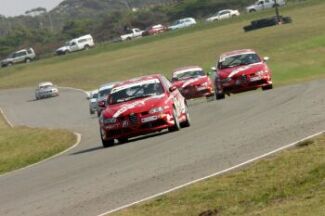 Alfa Romeo Squadra Corse 147 GTA in action during rounds 13 & 14 of the South African Production Car Championship at East London over the weekend