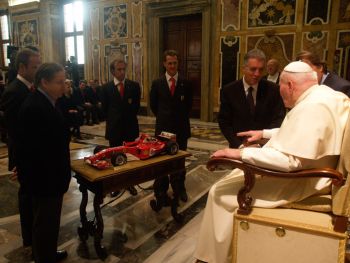 This morning, for the first time in its history, Ferrari was received by the Pope, John Paul II