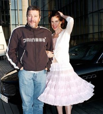 Mr. and Mrs. Philippe Starck along with the Maserati Quattroporte that escorted them to the Bibliothque Nationale de France, Paris for the AD's 5th anniversary  event