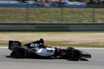 The Minardi F1 Team recorded the first double finish for its new PS05 chassis at todays Grand Prix of Europe, drivers Christijan Albers and Patrick Friesacher finishing 17th and 18th respectively in the hard-fought race.