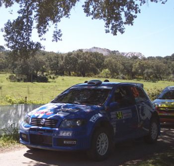 Mirco Baldacci lines up his factory Fiat Punto Abarth Super 1600 for the start of  today's  'shakedown'  stage  in  Sardinia