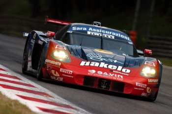 Gabriele Matteuzzi and Piergiuseppe Perazzini, driving the Racing Box Maserati MC12, secured a fine victory in race one of the Italian GT Championship at Monza