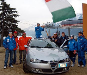 Alfa Romeos former FIA European Touring Car champions Gabriele Tarquini and Fabrizio Giovanardi competed in an unusual race against the Alfa Romeo Ski Racing Team led by Kristian Ghedina