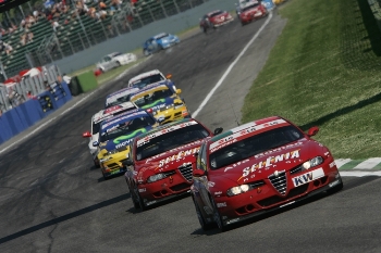 Race One winner yesterday, Fabrizio Giovanardi leads his Brazilian Alfa Romeo Racing Team team-mate Augusto Farfus, who will now be penalised ten grid places at the next round for his incident with BMW's Alex Zanardi in  Race  Two