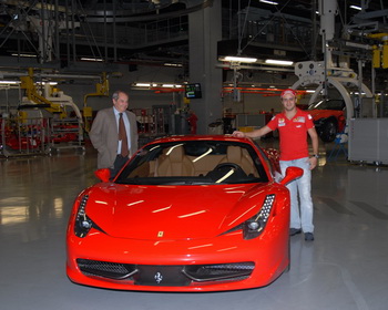 FELIPE MASSA, AMEDEO FELISA AND THE FERRARI 458 ITALIA AT MARANELLO, 5TH OCTOBER 2009