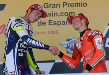 VALENTINO ROSSI AND CASEY STONER, 2009 MOTOGP SPANISH GRAND PRIX, JERZE DE LA FRONTERA