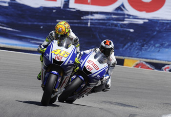 VALENTINO ROSSI AND JORGE LORENZO - 2009 MOTOGP UNITED STATES GRAND PRIX, LAGUNA SECA