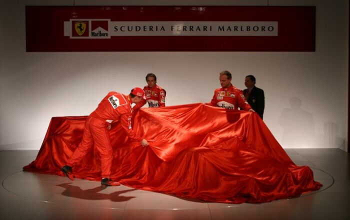 The Ferrari F2004 is unveiled at Maranello