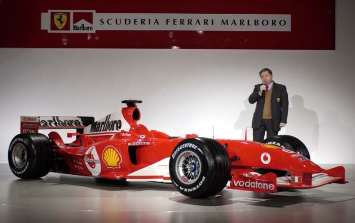 The Ferrari F2004 is unveiled at Maranello