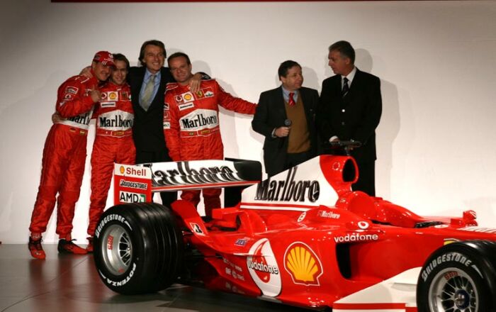 The Ferrari F2004 is unveiled at Maranello