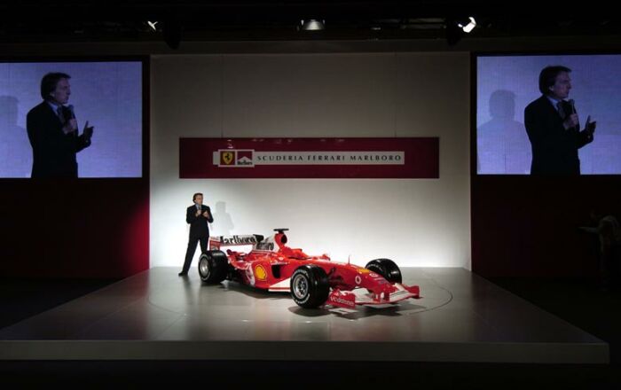 The Ferrari F2004 is unveiled at Maranello