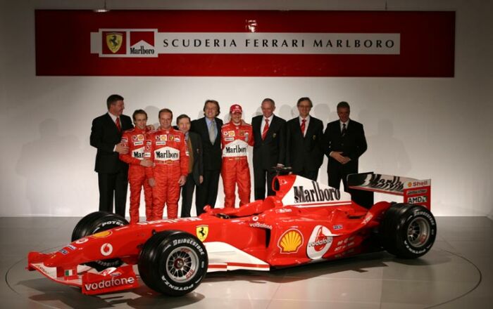 The Ferrari F2004 is unveiled at Maranello