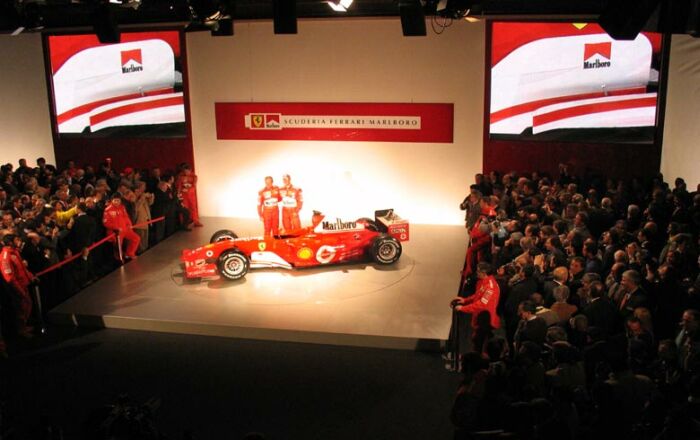 The Ferrari F2004 is unveiled at Maranello