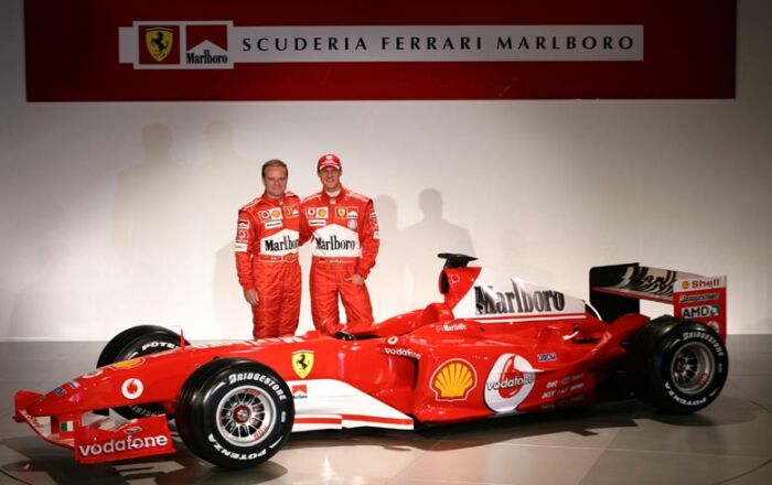 The Ferrari F2004 is unveiled at Maranello