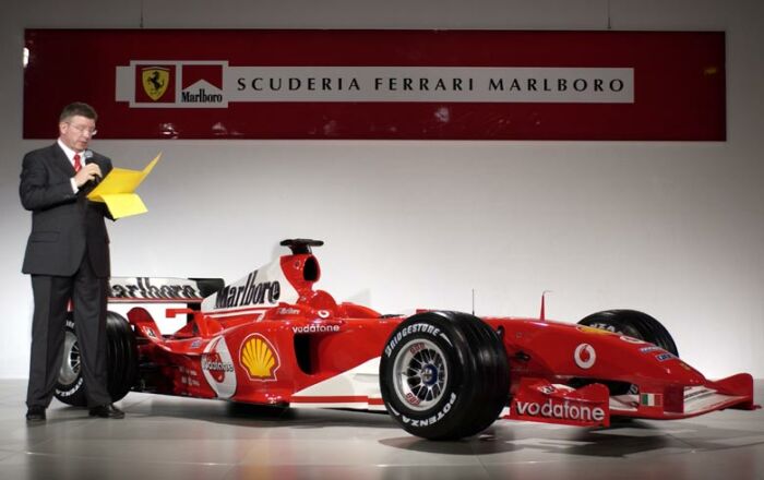 The Ferrari F2004 is unveiled at Maranello