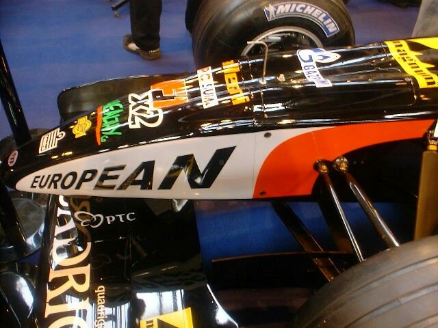 Minardi's unusual two seater F1 car at the 2003 Autosport International Motorsports Show at the Birmingham NEC