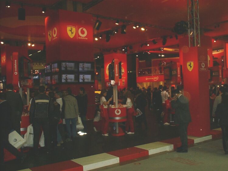 Vodafone Ferrari stand at the 2003 Bologna Motor Show