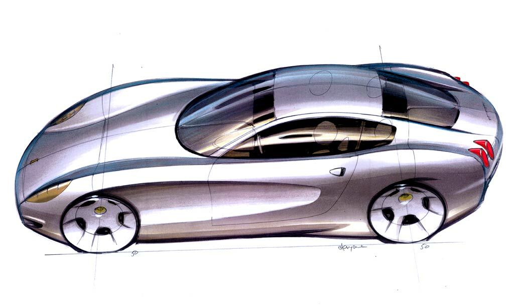 Pininfarina design sketch of the Ferrari 456GT replacement