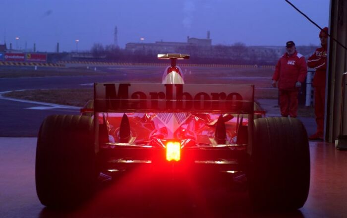 Michael Schumacher with the F2003-GA at Fiorano on the first day of testing, 11th February 2003