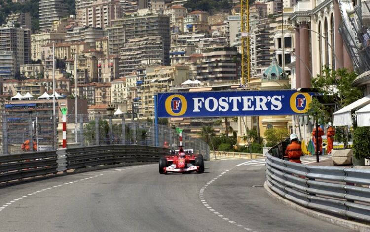 Michael Schumacher on his way to third place at the 2003 Monaco Grand Prix