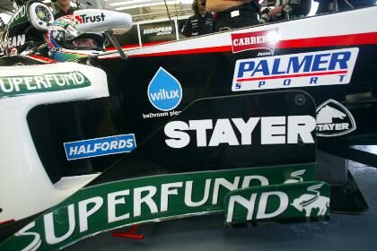 Justin Wilson in his Minardi-Cosworth during qualifying for the 2003 British Grand Prix at Silverstone