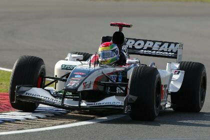 Justin Wilson in his Minardi-Cosworth during qualifying for the 2003 British Grand Prix at Silverstone