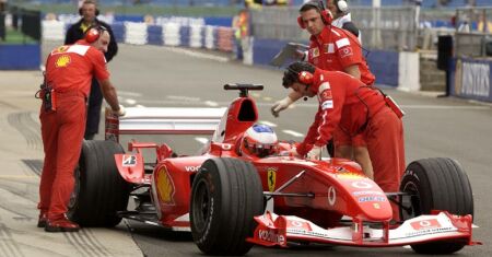 Rubens Barrichello during practice for the 2003 British Grand Prix at Silverstone