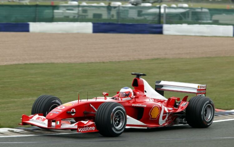 Rubens Barrichello on his way to a storming victory at Silverstone