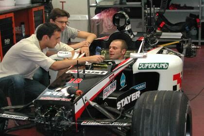 Gianmaria Brunni gets his first taste of the Minardi at Fiorano