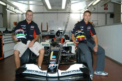 Nicolas Kiesa and Gianmaria Brunni with the Minardi-Cosworth at Fiorano