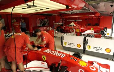 Ferrari during qualifying in Hungary