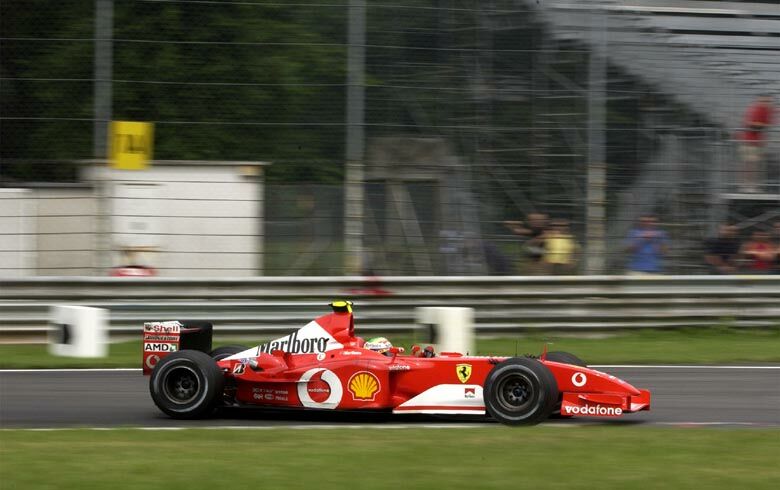 Luca Badoer at the wheel of the Ferrari F2003-GA during the opening day of the F1 Monza Test