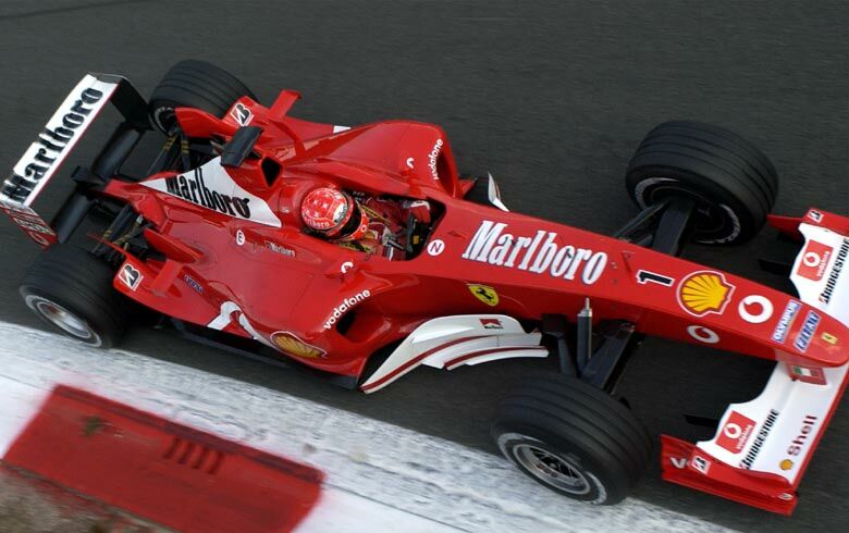 Michael Schumacher at the wheel of the Ferrari F2003-GA during day two of the F1 Monza Test