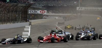 First corner action from the 2003 US GP at Indianapolis