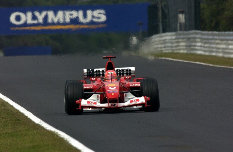 Michael Schumacher on his way to a record breaking sixth world title at Suzuka on Sunday