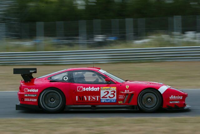 the No 23 BMS Italia Ferrari 550 Maranello of Andrea Piccini and Jean-Denis Deletraz on its way to victory at Jarama last year, one of the three circuits to be dropped in the new calendar