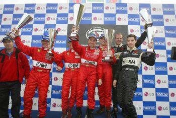 The GT podium celebrations at Monza