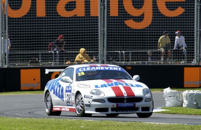 Rod Wilson in the Trident Racing Maserati Coupe GT on his way to class victory in the Nations Cup race at Adelaide