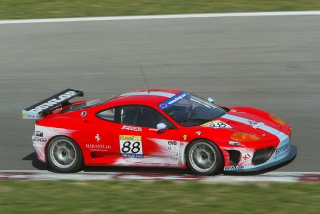 the Davis/Mullen Team Maranello Concessionaires Ferrari 360 on its way to third place on the grid in the N-GT class in Barcelona