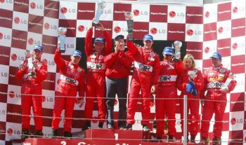 the GT podium in Barcelona