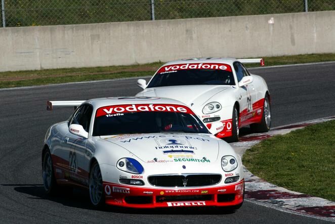 Vincenzo Tirella on his way to victory in the first Maserati Trofeo race in Barcelona