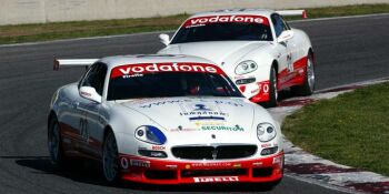 Vincenzo Tirella on his way to victory in the first Maserati Trofeo race in Barcelona